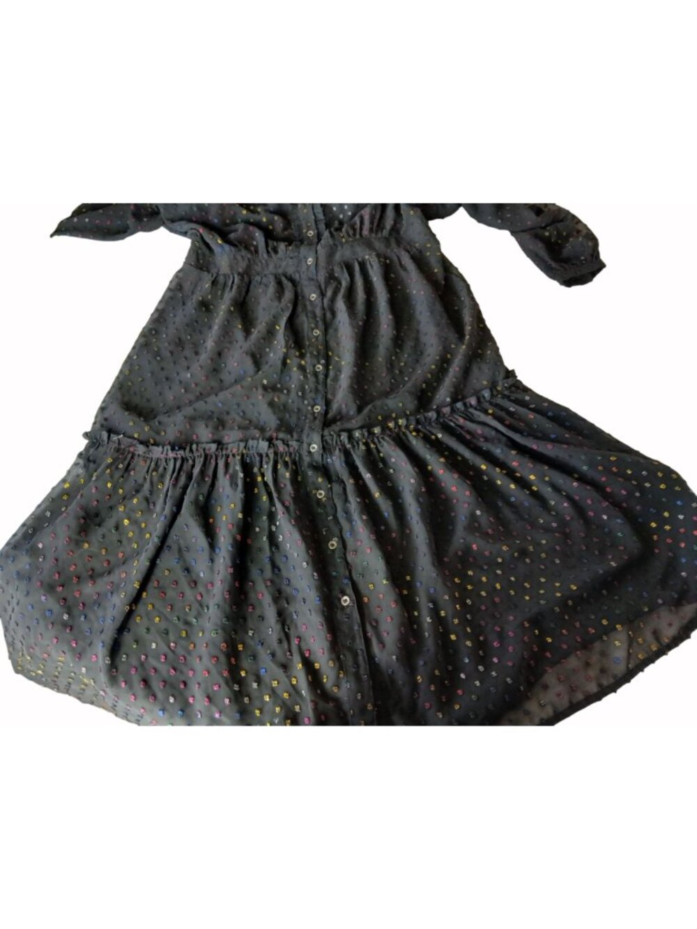 Anthropologie Sheer Audrey Tiered Midi Dress Size 14 Whimsy Goth Clip Dot New - Picture 14 of 16